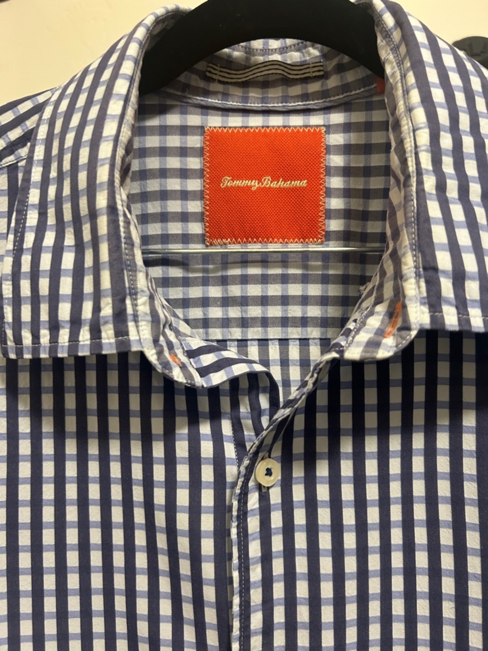 Tommy Bahama Navy and White Gingham Button-Down Shirt- copy